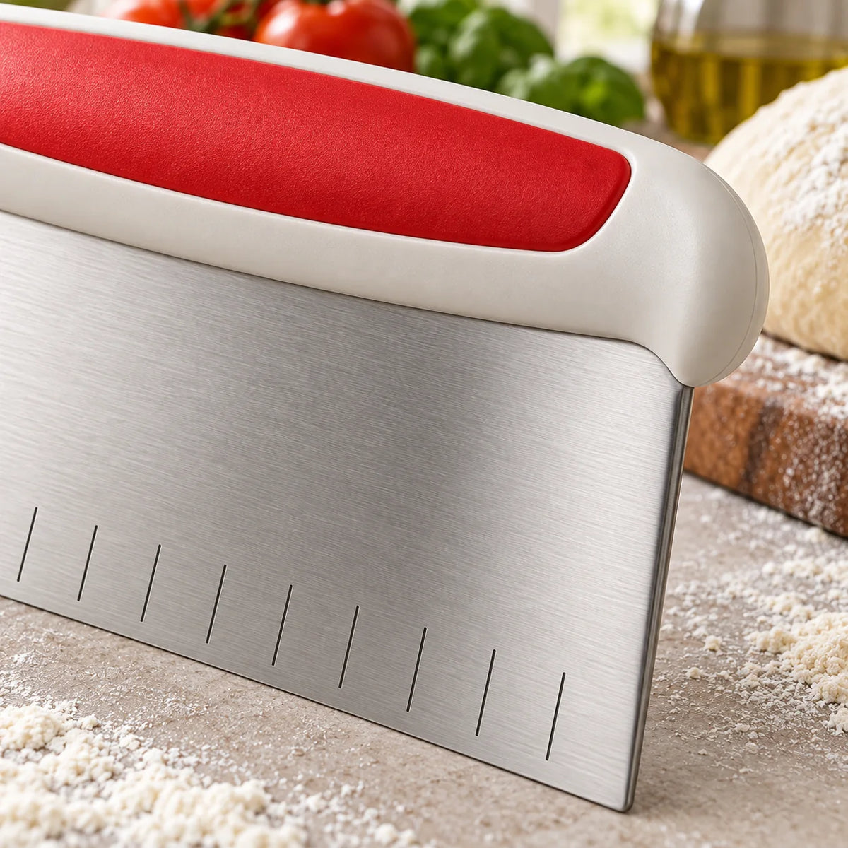 Stainless Dough Scraper with Measurement Guide — detail