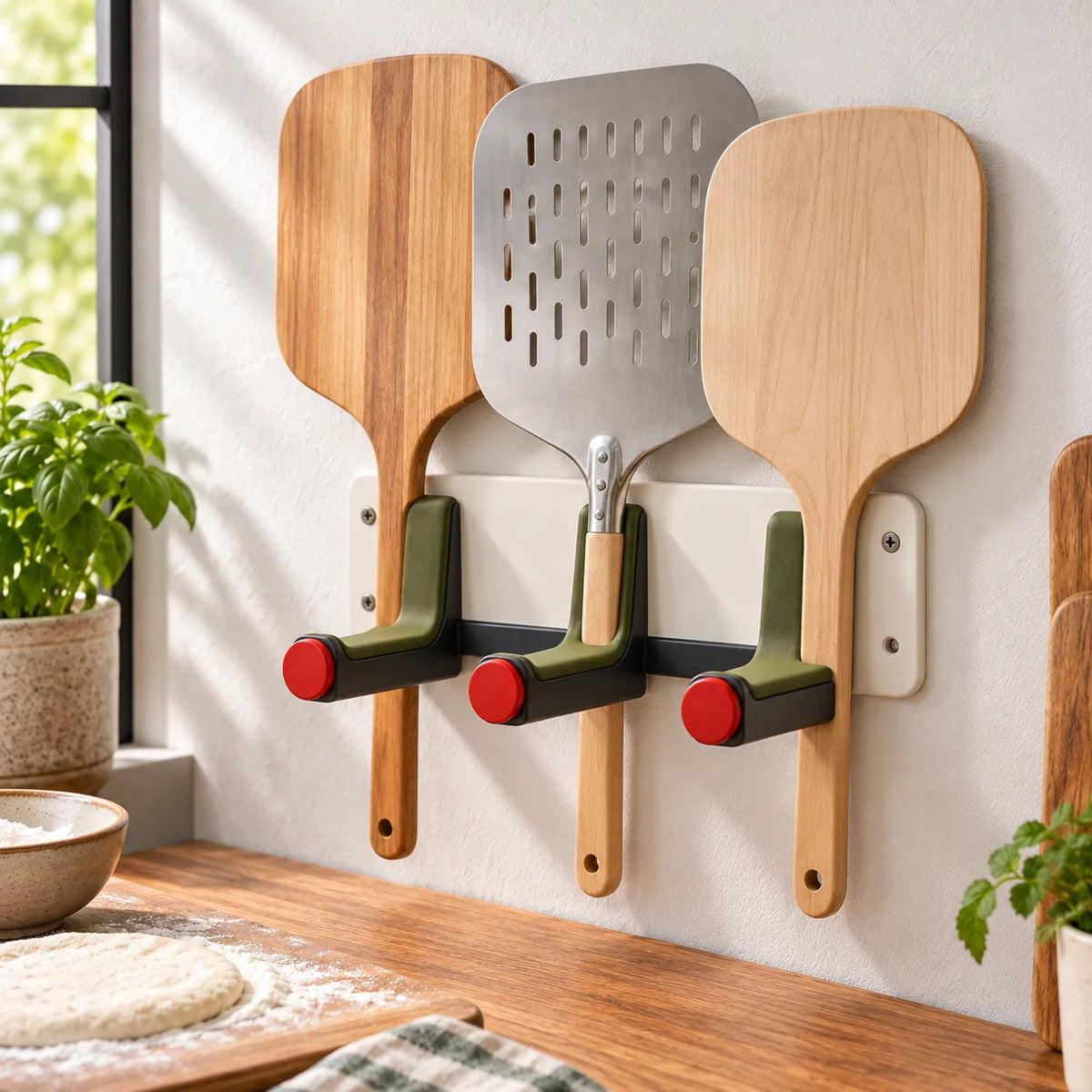 Pizza Peel Wall Storage Rack — function