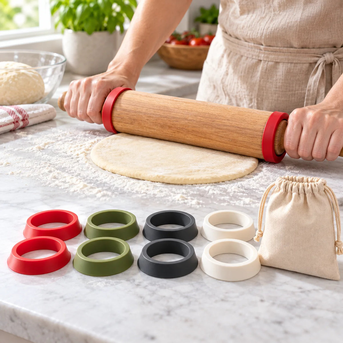 Rolling Pin Thickness Guide Ring Set — function