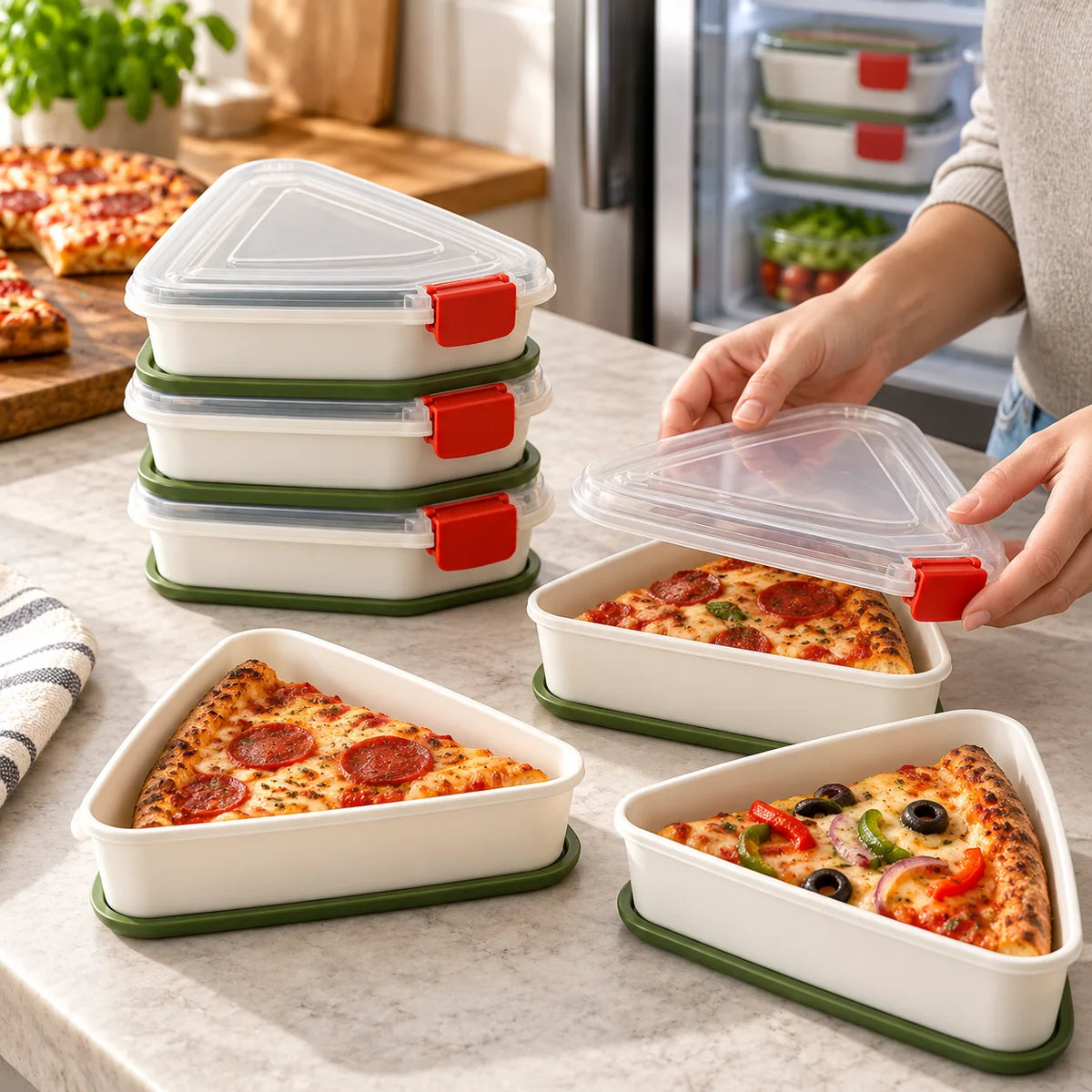 Stackable Leftover Pizza Slice Container — function