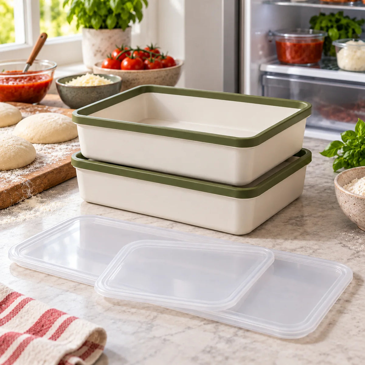 Stackable Pizza Dough Proofing Box — in use