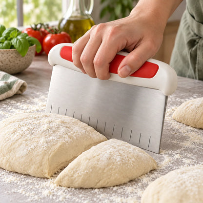 Stainless Dough Scraper with Measurement Guide — function