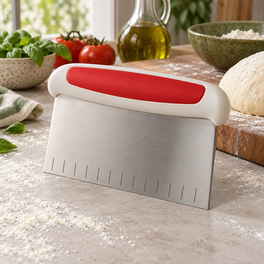 Stainless Dough Scraper with Measurement Guide — product view